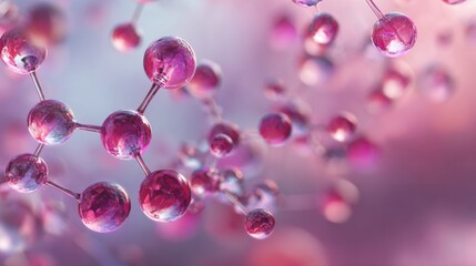 Molecular Structure Glowing in Shades of Pink With a Soft Blurred Background Creating a Vibrant and Scientific Atmosphere