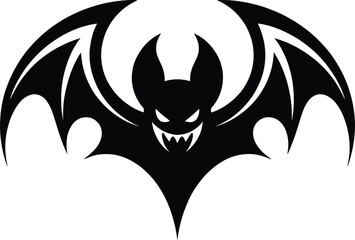 Dark bat with spread wings scary design element on transparent background silhouette