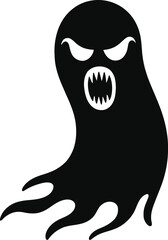 Creepy black ghost illustration perfect for halloween designs on transparent background silhouette