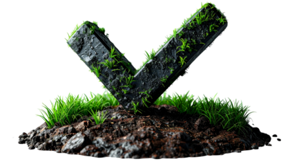 Eco-friendly approval check mark symbol isolated on transparent background.