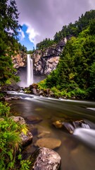Cascading waterfall in lush forest (4)
