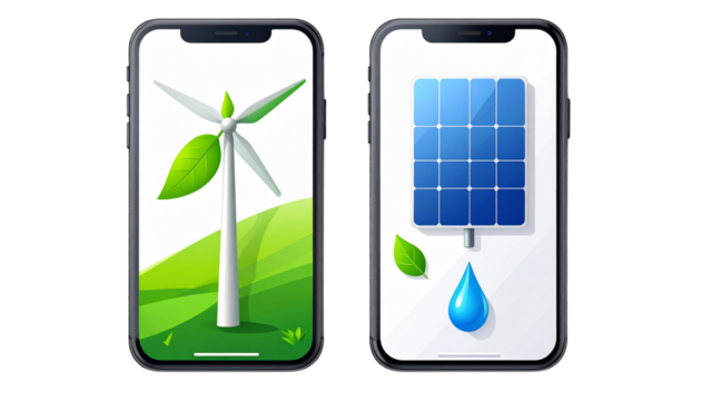 Eco-friendly technology icon bundle isolated on transparent background.