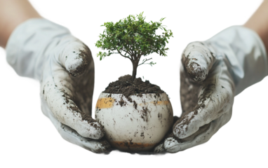 Eco friendly concept photo featuring a young sapling representing renewal nature and green responsibility isolated on transparent background PNG