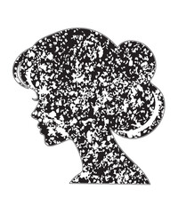 Grunge Silhouette Woman Profile Abstract Artistic Black Texture.