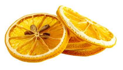 Dried lemon slices bundle isolated on transparent background.
