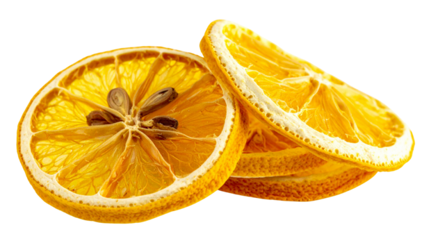 Dried lemon slices bundle isolated on transparent background.