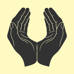 Symbolic cupped hands offering protection and support gentle embrace for giving and receiving