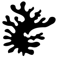 Algae Silhouette Minimal Black Vector Underwater Plant Illustration