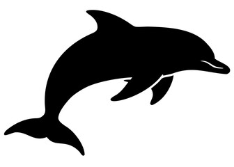 Dolphin Silhouette Simple Black Vector Ocean Mammal Illustration