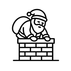 outline icon Santa climbing into a chimney vector on a white background
Vector outline icon of a holiday on a white background