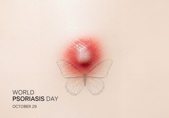 Butterfly of Hope – Minimal Psoriasis Lesion with Delicate Butterfly Outline, World Psoriasis Day