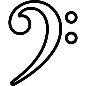 Bass clef musical notation outline icon vector