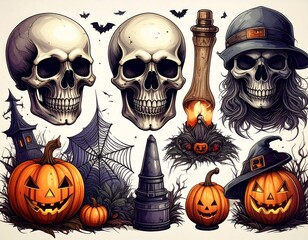 Halloween graphic design elements