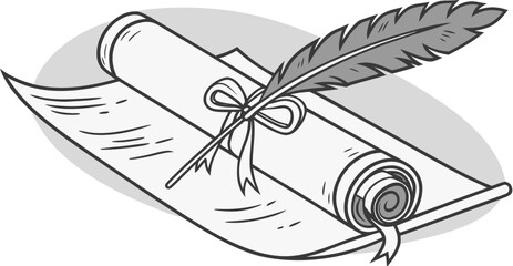 ink scroll rolled with ribbon black and w vintage