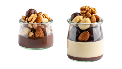 Gourmet nut dessert duo isolated on transparent background.