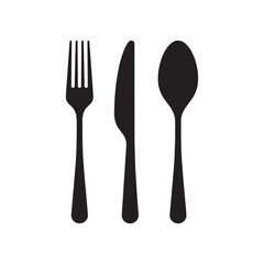 Cutlery Set Silhouette – Fork Knife Spoon Vector Icon for Restaurant and Dining Design