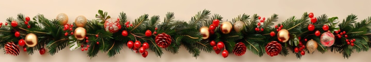 Fototapeta premium Christmas wreath illustration.