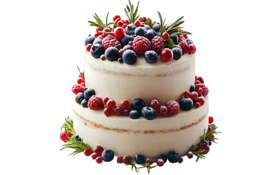 Fine art close up of an exquisite Christmas cake adorned with seasonal decor showcasing creativity and celebration spirit isolated on transparent background PNG