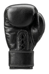 Boxing glove, realistic black leather style, isolated on transparent background