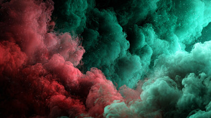Horror-themed dark background with green, red, and blue clouds, grunge smoke texture, and black haunted atmosphere. Perfect for thriller, mystery, or movie poster design.