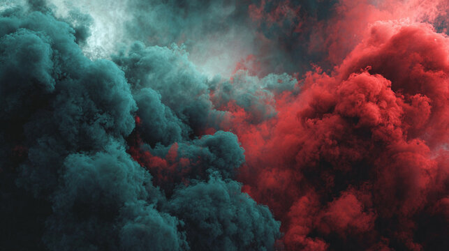 Horror-themed dark background with green, red, and blue clouds, grunge smoke texture, and black haunted atmosphere. Perfect for thriller, mystery, or movie poster design.