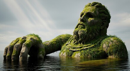 Colossal Stone Giant Emerges From The Ocean Surface