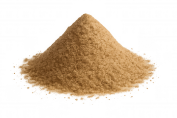 Brown sugar forming a textured conical heap, baking ingredient for sweet food preparation, transparent background