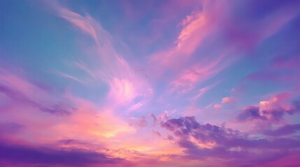 Fototapeta premium Beautiful clouds illuminated by colorful sunlight in the sky background