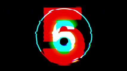 Digital countdown timer glitch effect. Number countdown from 10 to 0. Distorted screen, noise, VHS style animation. Concept of time, urgency, and start. - Powered by Adobe