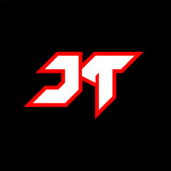 JT logo design, initial JT letter design with sci-fi style. JT logo for game, esport, Technology, Digital, Community or Business. J T sport modern Italic alphabet font. Typography urban style fonts.