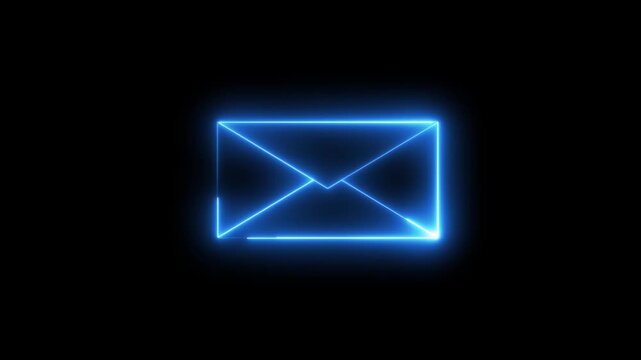 Blue e mail symbol neon glow animation