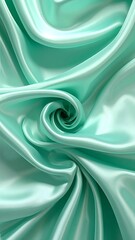 Mint green silk fabric, draped in swirling folds (1)
