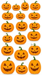 Halloween pumpkin faces arranged vertically