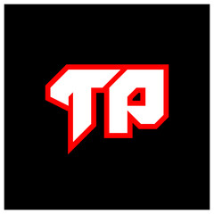 TP logo design, initial TP letter design with sci-fi style. TP logo for game, esport, Technology, Digital, Community or Business. T P sport modern Italic alphabet font. Typography urban style fonts.