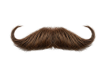 Brown handlebar mustache isolated on transparent background
