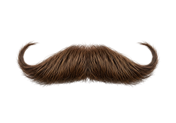 Brown handlebar mustache isolated on transparent background