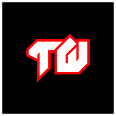 TW logo design, initial TW letter design with sci-fi style. TW logo for game, esport, Technology, Digital, Community or Business. T W sport modern Italic alphabet font. Typography urban style fonts.