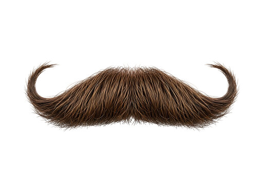 Brown handlebar mustache isolated on transparent background
