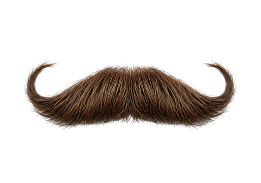 Brown handlebar mustache isolated on transparent background