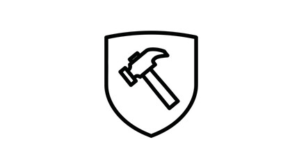 An Illustration of a Shield with a Hammer Inside Symbolizing Strength Durability and Protection in Construction and Repair Work
