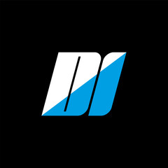 DI letter logo design on black background. DI creative initials letter logo concept. di icon design. DI white and blue letter icon design on black background. D I