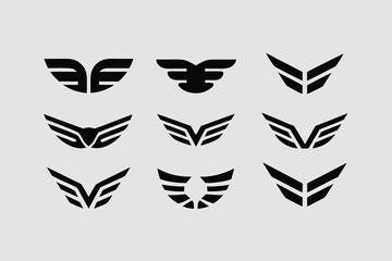 collection of vector wing emblems in a modern, geometric, and stylized design . 