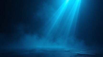 Wet asphalt, reflection of neon lights, a searchlight, smoke. Abstract light in a dark empty street with smoke, smog. Dark background scene of empty street, night view, night city.