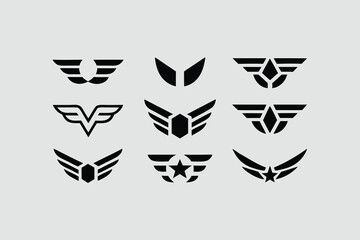  collection of vector wing emblems in a modern, geometric, and stylized design . 
