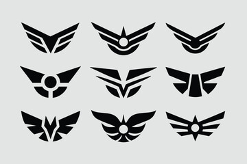  collection of vector wing emblems in a modern, geometric, and stylized design . 
