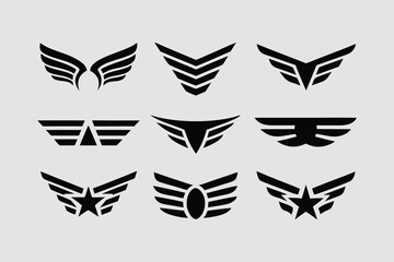  collection of vector wing emblems in a modern, geometric, and stylized design . 