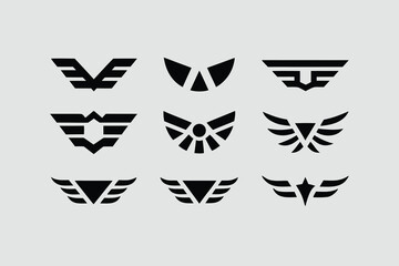  collection of vector wing emblems in a modern, geometric, and stylized design . 
