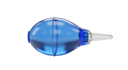 Blue Glass Enema Bulb Syringe Close Up on Black Background Medical Equipment Health Care Product Wash Irrigate Douche