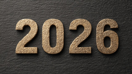 Modern classy &ldquo;2026&rdquo; New Year concept with blank caption space on the side, sleek minimal design, and elegant festive look for banners, greetings, or social media posts.
