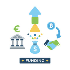 Obraz premium Illustration of a business concept featuring vector graphics on finance, banking, loans, and funding, designed as a creative concept for web banners, social media banners, business presentations, and